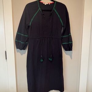 Boden Navy Dress with Green Accents 8